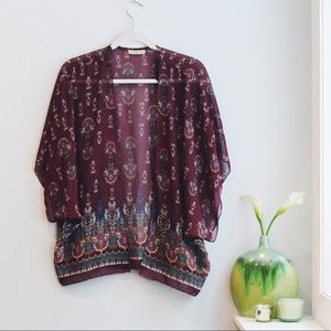 Deep Plum Colored, Patterned Kimono